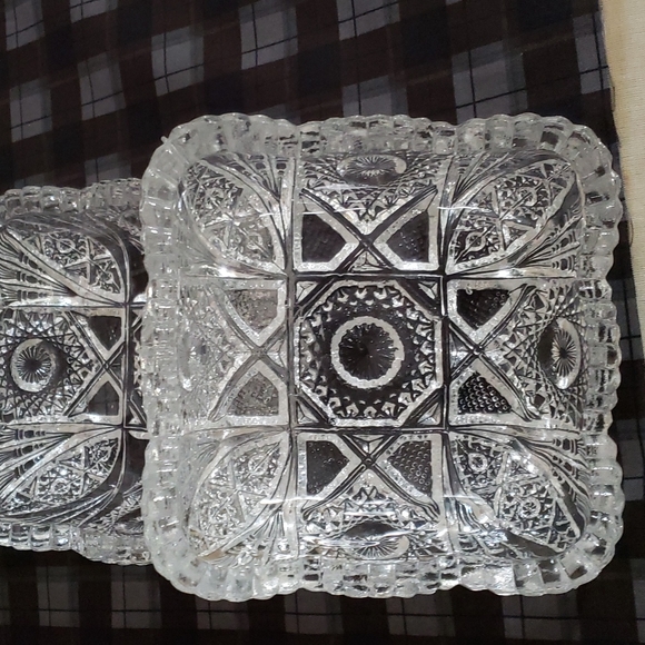 Square Vintage Pressed Glass Bowls by Nucut Lenox - Picture 3 of 5